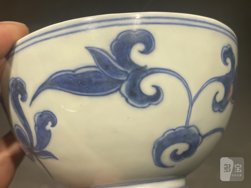 明成化 青花栀子花宫碗 - 图7